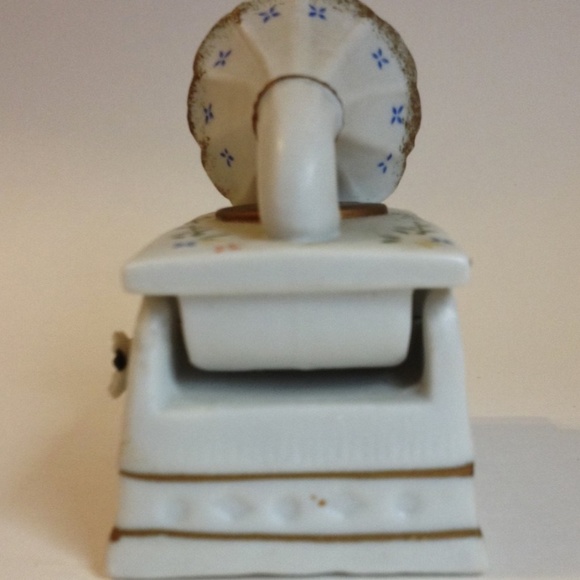 Phonograph Toothpick Holder Vintage Trinket Jewelry Box Unique Ceramic Floral - Picture 3 of 8